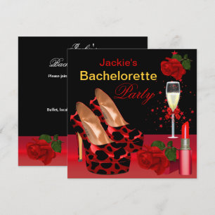 Invitación Despedida de soltera Zapatos Rojos Negros Pintalab