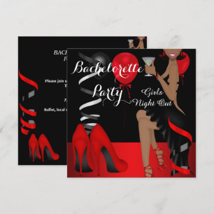 Invitación Despedida de soltera Zapatos Rojos Negros Tacones 