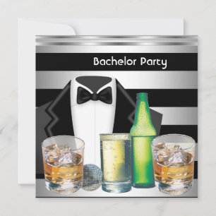 Invitación Despedida de soltero bebidas para hombres esmoquin
