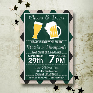 Invitación Despedida de Soltero Cheers & Beers Trendy Green