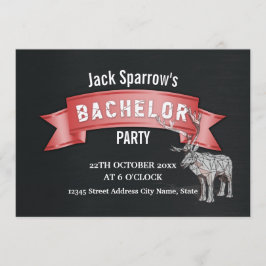 Invitación Despedida de soltero con cinta roja y textura de m