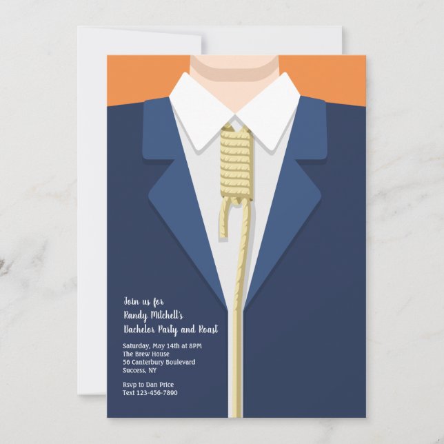 Invitación Despedida de Soltero con Soga al Cuello (Anverso)