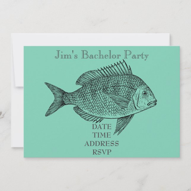Invitación Despedida de soltero con tema de pesca (Anverso)