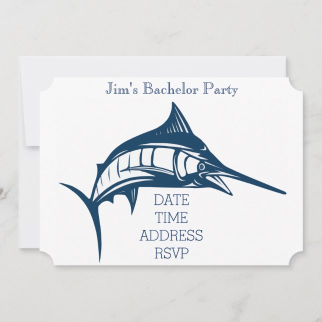 Invitación Despedida de soltero con tema de pesca de pez espa (Anverso)