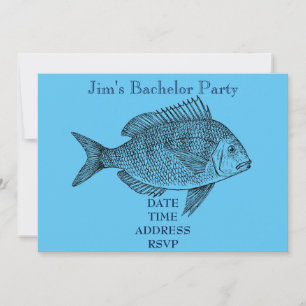 Invitación Despedida de soltero con tema de pesca para hombre