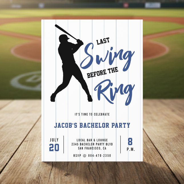 Invitación Despedida de Soltero de Béisbol Último Swing Antes (Baseball Bachelor Party Last Swing Before the Ring Invitation
)