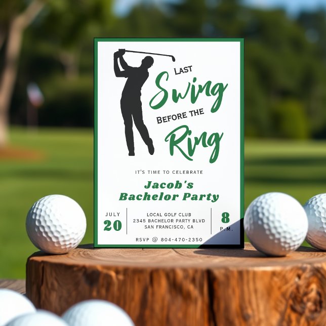 Invitación Despedida de Soltero de Golf Último Swing Antes de (Golf Bachelor Party Last Swing Before the Ring Invitation
)