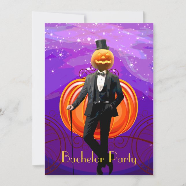 Invitación Despedida de soltero de Halloween con novio calaba (Anverso)