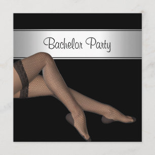 Invitación Despedida de soltero medias de red chica negra pla