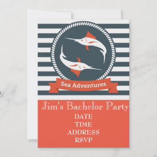 Invitación Despedida de soltero náutica con tema de pesca