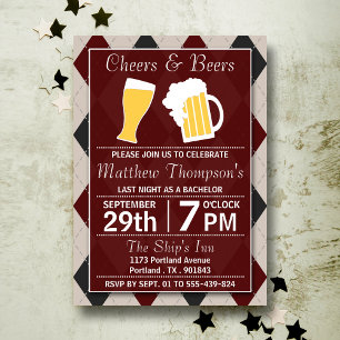 Invitación Despedida de Soltero Roja de Cheers & Beers con Es