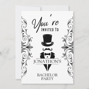 Invitación Despedida de soltero Tuxedo Vintage 