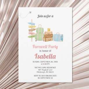 Invitación Despedida, Fiesta, viajar lejos