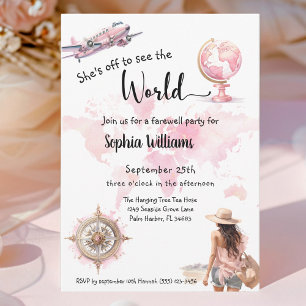 Invitación Despedida, fiesta, viaje al mundo