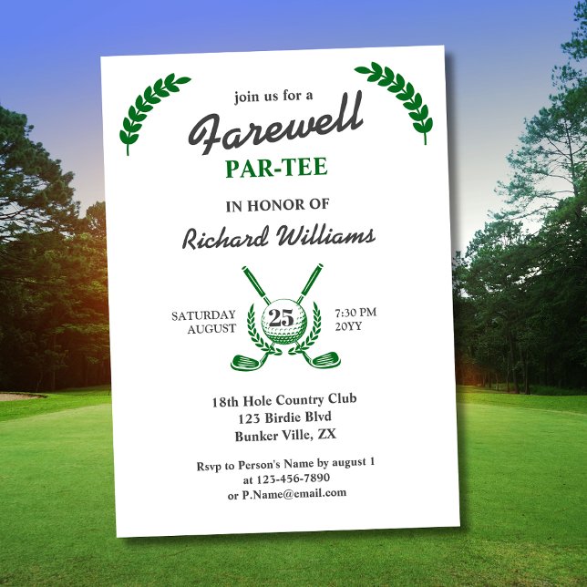 Invitación Despedida Jubilación Club de Golf Wreath Fiesta te (Subido por el creador)
