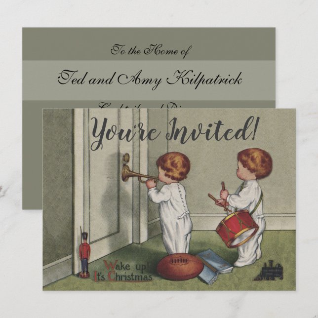 Invitación Despierta a sus Navidades ilustracion infantil lin (Anverso / Reverso)