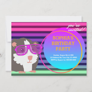 Invitación Despierto de cerdo de Guinea retro de personalizad