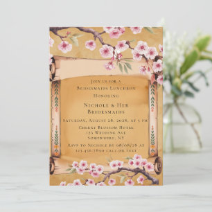 Invitación Desplácese a las novias japonesas con flores de ce