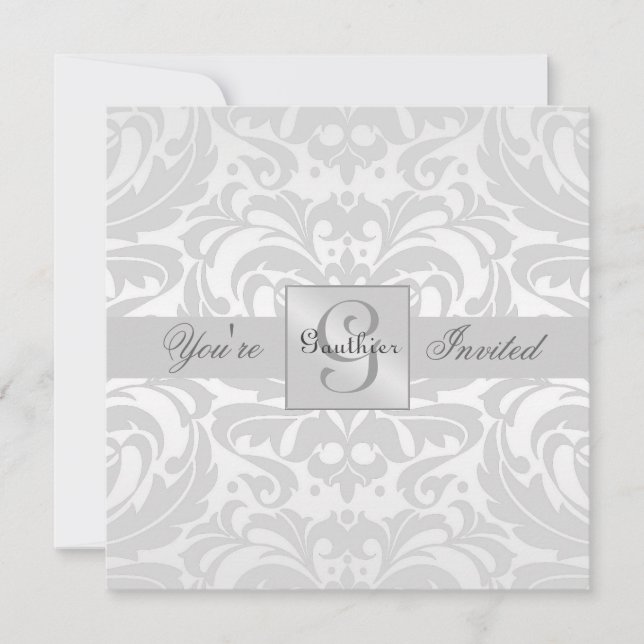Invitación Desplácese al Damasco de Plata Regal Toda Invitaci (Anverso)