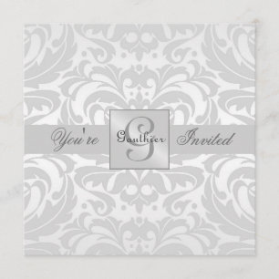 Invitación Desplácese al Damasco de Plata Regal Toda Invitaci