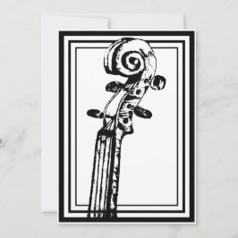 Invitación Desplazamiento de violín blanco y negro con líneas