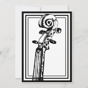 Invitación Desplazamiento de violín blanco y negro con líneas