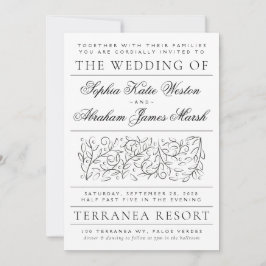 Invitación Desplazamiento formal deja Boda blanco y negro