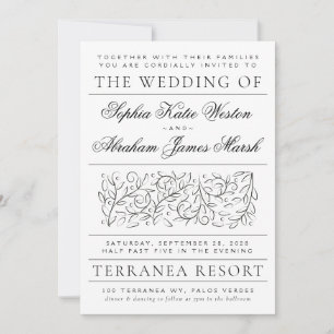 Invitación Desplazamiento formal deja Boda blanco y negro