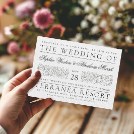 Invitación Desplazamiento formal deja Boda blanco y negro