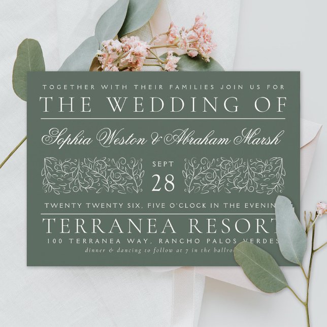 Invitación Desplazamiento formal deja Boda verde oscuro (Subido por el creador)