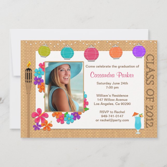 Invitación DESPLIEGUE de graduación de Luau en 2013 (Anverso)