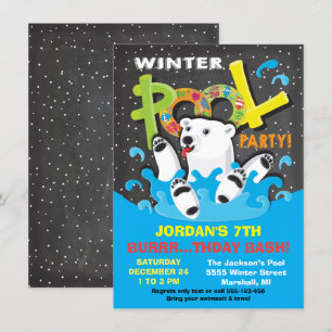 Invitación Desplome Fiesta de la piscina de invierno del oso 