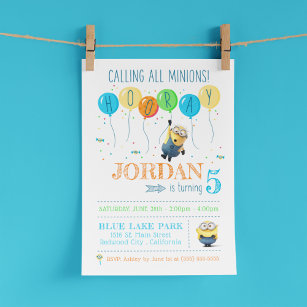 Invitación Despreciable   Cumpleaños de minion Balloon