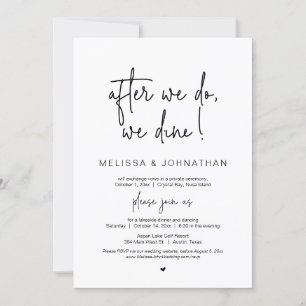 Invitación Después cenamos, Boda Elopement