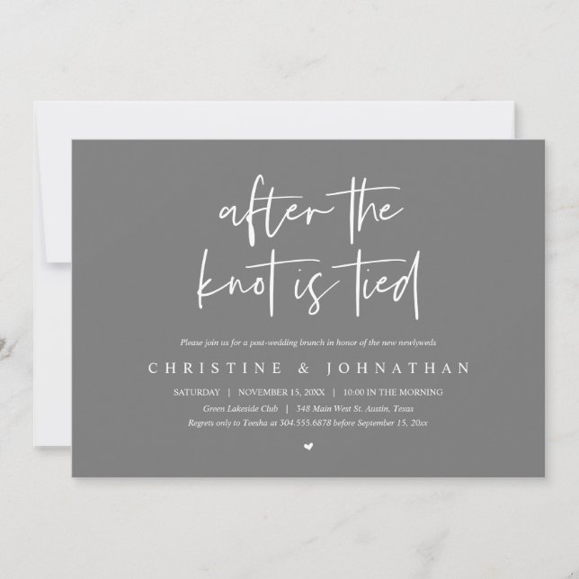 Invitación Después de atarse el nudo, Elopement Post boda Bru (Anverso)