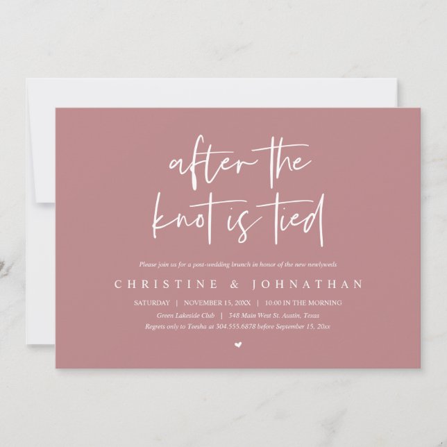 Invitación Después de atarse el nudo, Elopement Post boda Bru (Anverso)