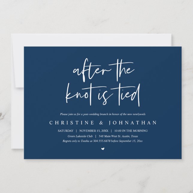 Invitación Después de atarse el nudo, Elopement Post boda Bru (Anverso)