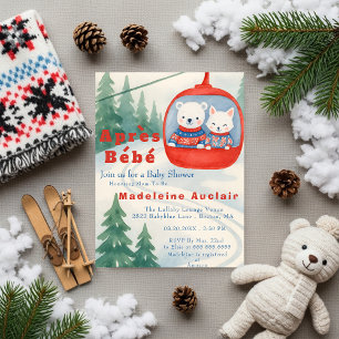 Invitación Después de Bébé animales del bosque de esquí baby 