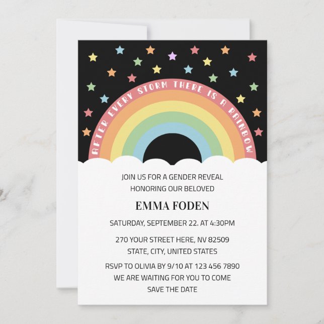 Invitación Después de cada tormenta hay un arcoiris (Anverso)