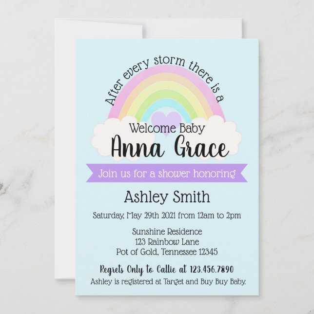 Invitación Después de cada tormenta hay un Baby Shower arcoir (Anverso)