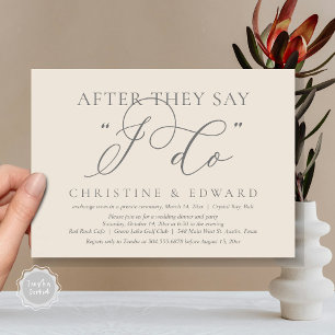 Invitación Después De Decir Que Lo Hago, Boda Elopement Dinne