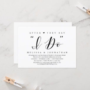 Invitación Después de decir que lo hago, Boda Elopement Dinne