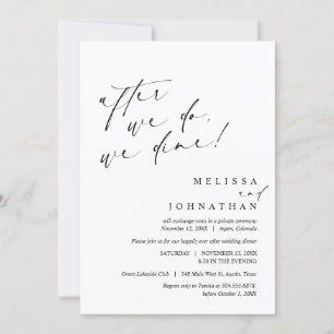 Invitación Después de eso cenamos, Boda Elopement Dinner