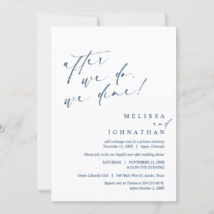 Invitación Después de eso cenamos, Boda Elopement Dinner