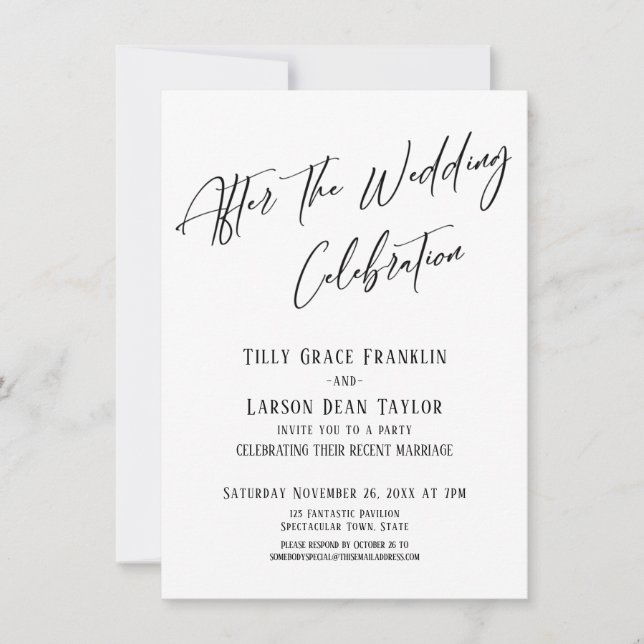 Invitación Después de la Boda Celebración Simple Elegante (Anverso)