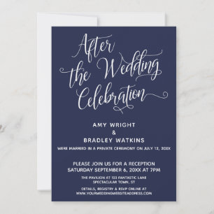 Invitación Después de la Boda Celebración Simple Elegante Azu