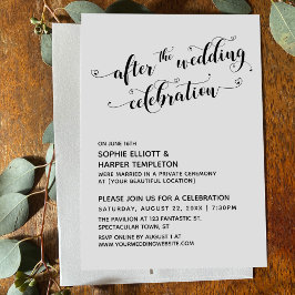 Invitación Después de la Boda Guión de Celebración con Corazo