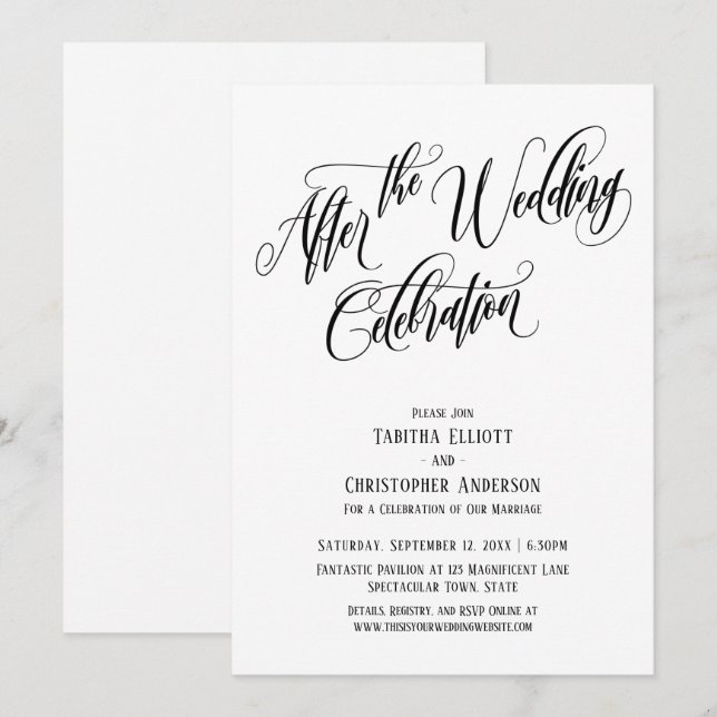 Invitación Después de la Boda Guión Elaborado de la Celebraci (Anverso / Reverso)