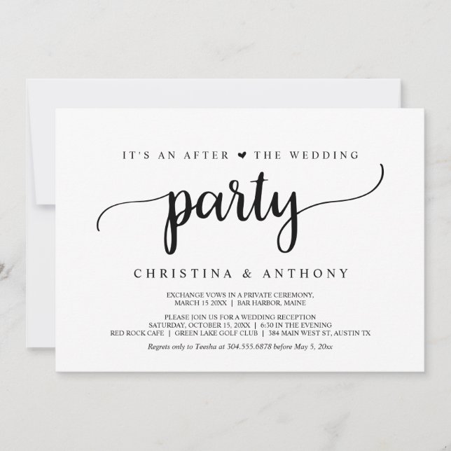 Invitación Después de la boda, Huida de boda rústica (Anverso)