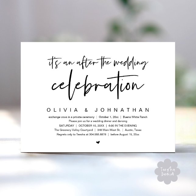 Invitación Después De La Celebración Boda, Fiesta De Cena Mod (It's an after The Wedding Celebration Modern Dinner Lunch Brunch Party Invites Card White Black)